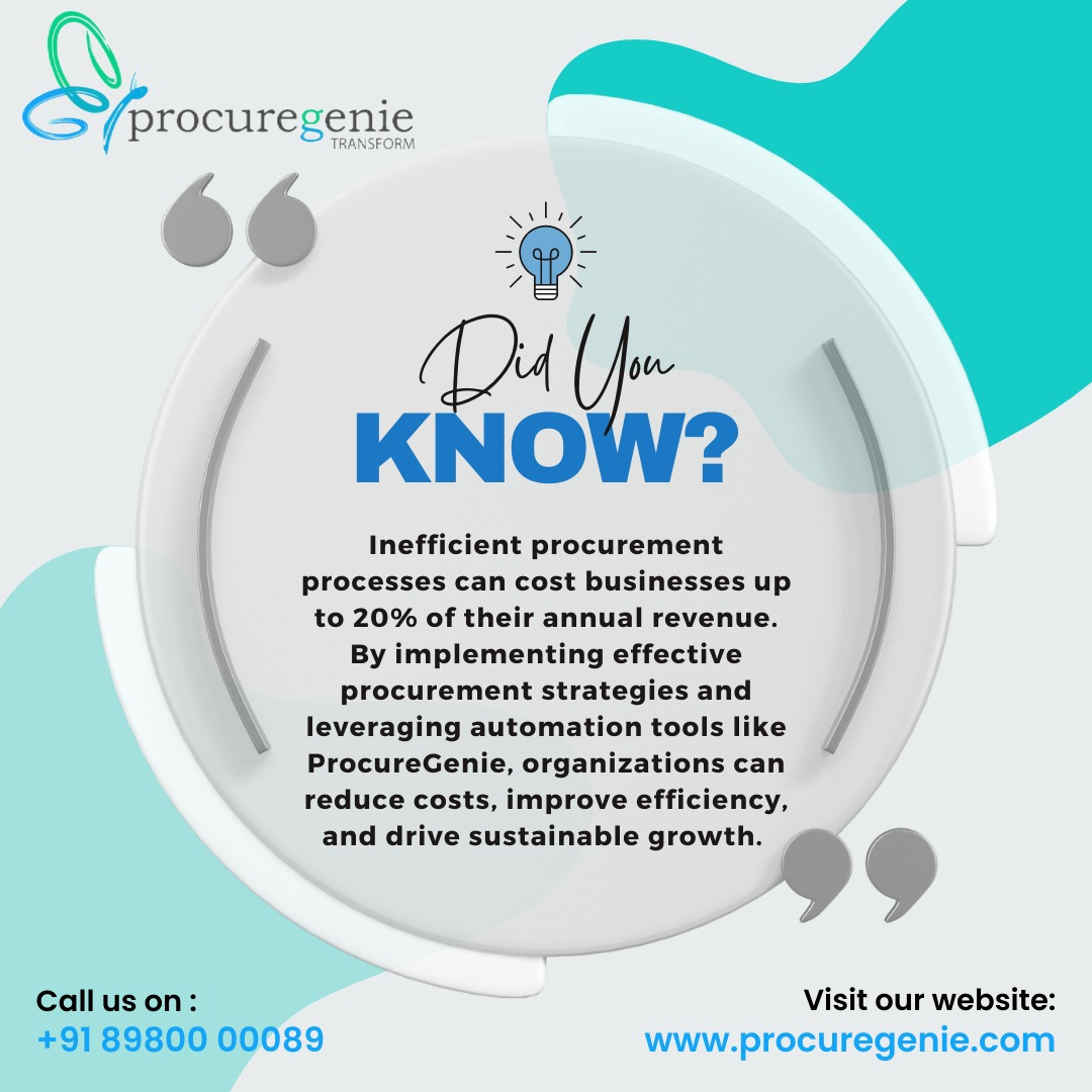 Discover how leveraging #automationtools- #ProcureGenie can help businesses reduce costs, improve efficiency, and drive sustainable growth.
#Business #ProcurementSoftware #DigitalTransformation #SupplierManagement #Software #procurement #supplychainmanagement #saas #eprocurement