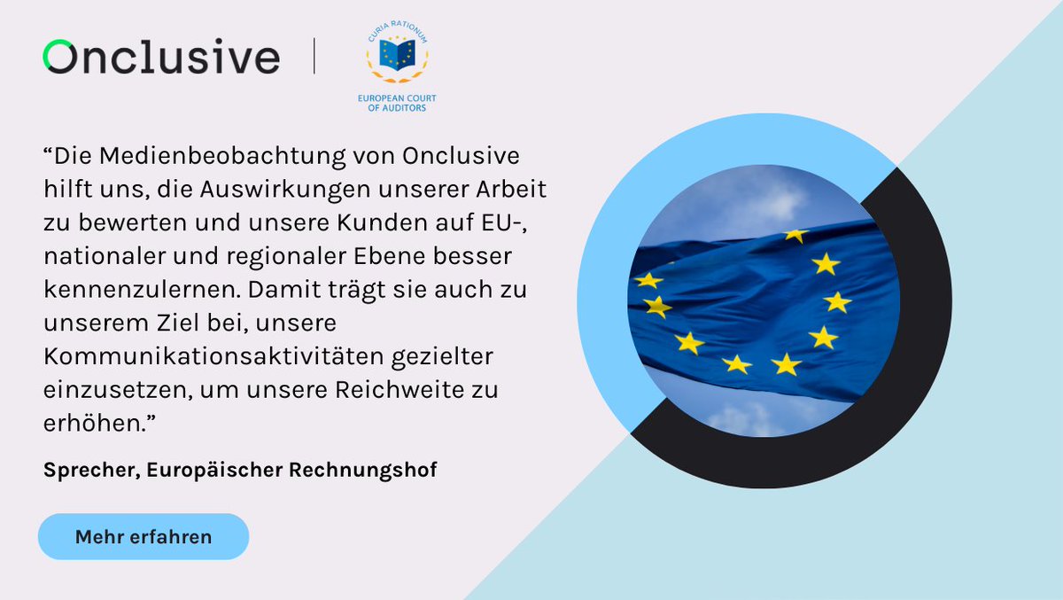 Der Europäische Rechnungshof setzt auf #Transparenz! Onclusive wurde beauftragt, eine Analyse zur Optimierung von bis zu 70 Kampagnen/Jahr durchzuführen. Laden Sie hier die vollständige Fallstudie herunter. onclusive.com/de/ressourcen/… 
 #pr #mediaintelligence