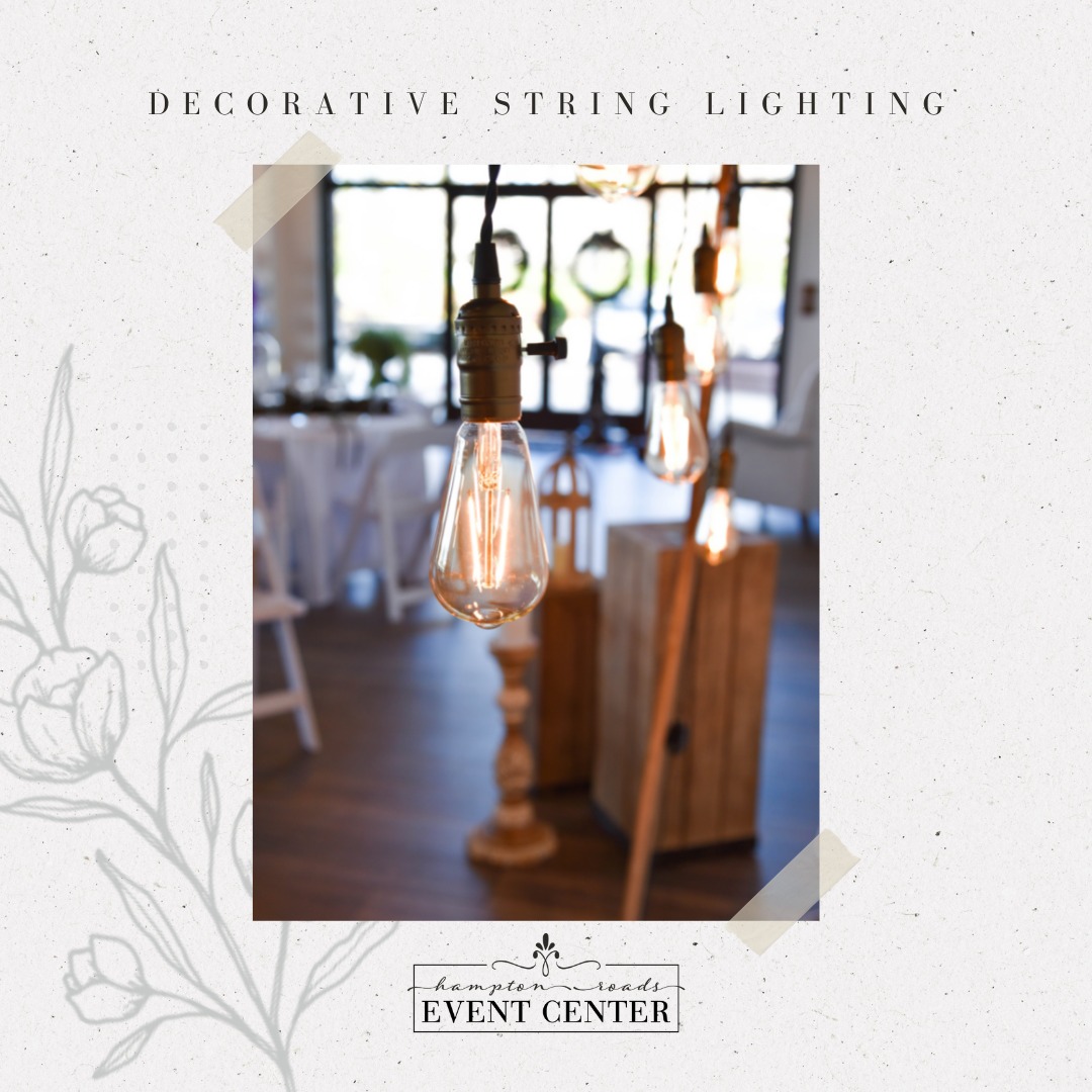 Simple, yet stylish, string lighting keeps our interior looking cozy and bright! 💡✨

◼️ To reserve your special day, text (757) 204-1356!

#HamptonRoadsEventCenter #HamptonVirginia #NewportNewsVirginia