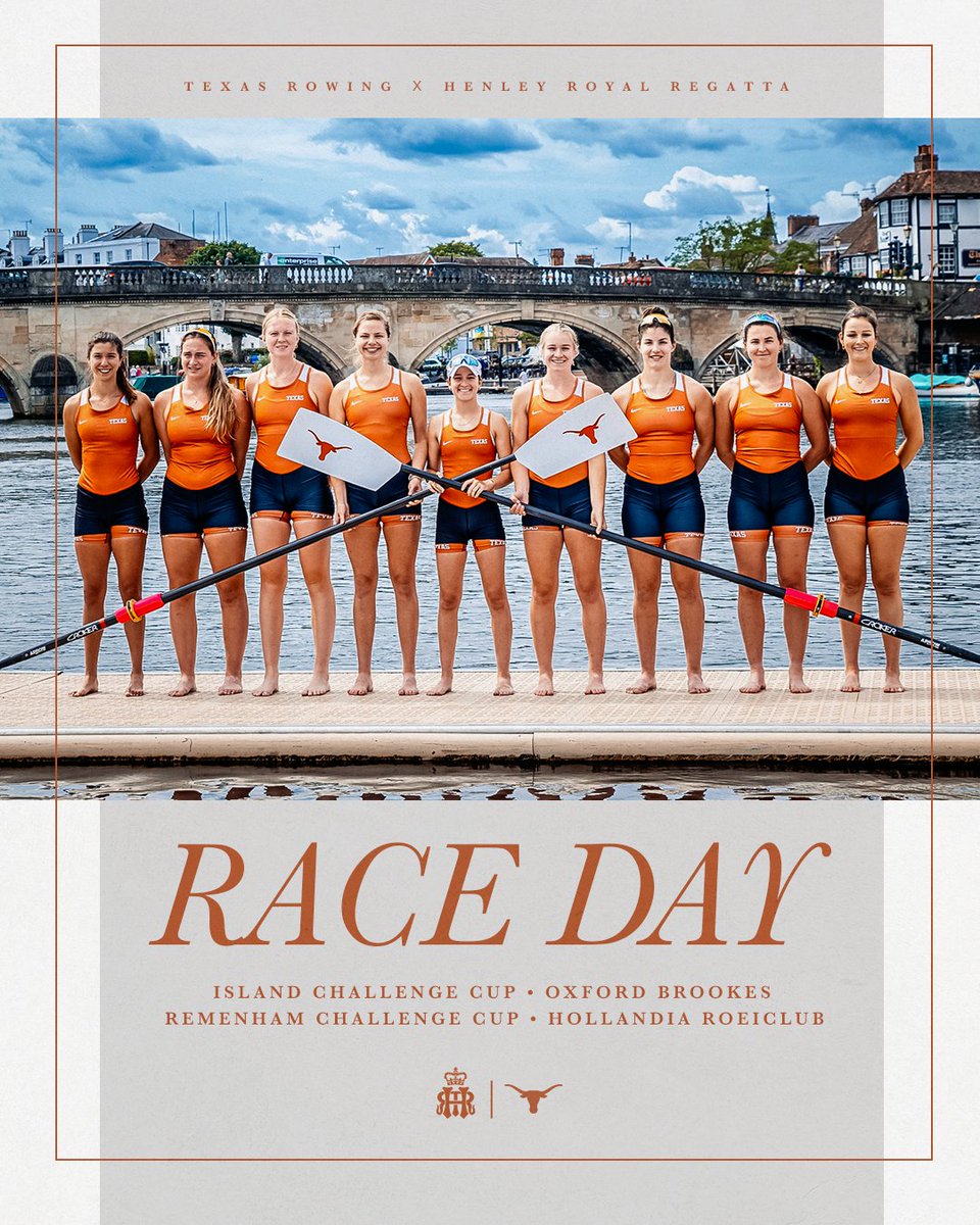 Texas Rowing (@texasrowing) on Twitter photo Good morning, it's Race Day! π€
π£ββοΈ <a href="/HenleyRegatta/">Henley Royal Regatta</a> #HRR23
π River Thames, Henley-on-Thames, England
β° Island Challenge: 3:30 a.m. CT (9:30 a.m. BST)
β° Remenham Challenge: 8:10 a.m. CT (2:10 p.m. BST)
π²π» hookem.at/HenleyLive
π· #AWorthyPhoto
#HookEm #HereComesTexas Good morning, it's Race Day! π€
π£ββοΈ <a href="/HenleyRegatta/">Henley Royal Regatta</a> #HRR23
π River Thames, Henley-on-Thames, England
β° Island Challenge: 3:30 a.m. CT (9:30 a.m. BST)
β° Remenham Challenge: 8:10 a.m. CT (2:10 p.m. BST)
π²π» hookem.at/HenleyLive
π· #AWorthyPhoto
#HookEm #HereComesTexas