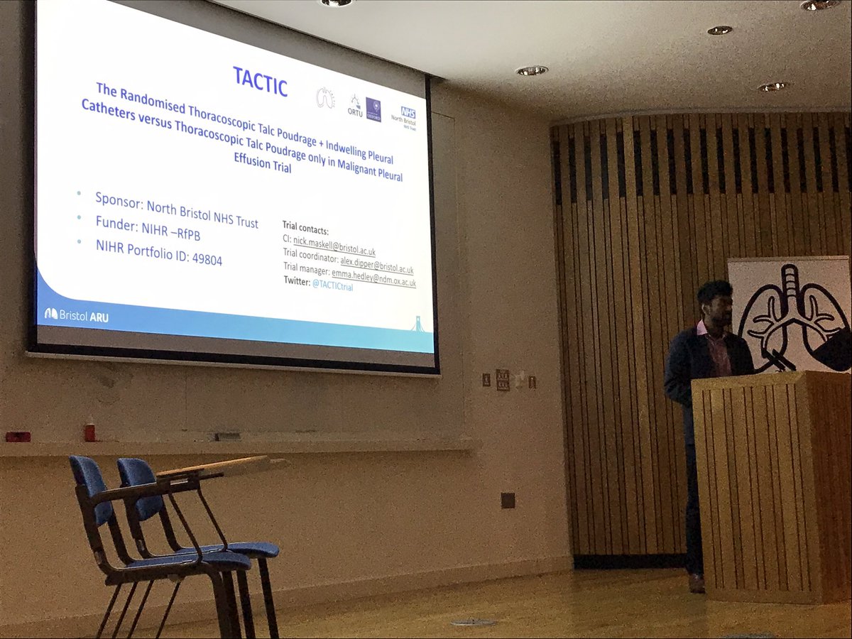 @ASundaralingam presenting the TACTIC trial background and overview at @UKPleura research day. @AlexandraDipper @ResearchNBT