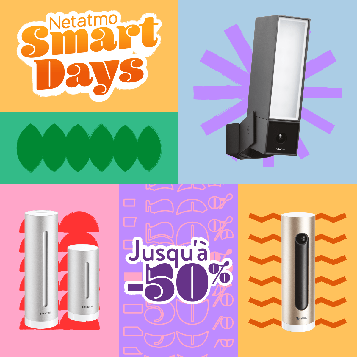 netatmo's tweet photo. 🌟 Don't miss out on our offers during the Smart Days! 🎉
From June 29th to July 5th, 2023, enjoy up to 50% off on a selection of marked items at https://t.co/PDpiSHT7jX 🔥
#SmartDays #Discount #Sales #Netatmo #LimitedOffer #Savings https://t.co/VuMwq04fsE