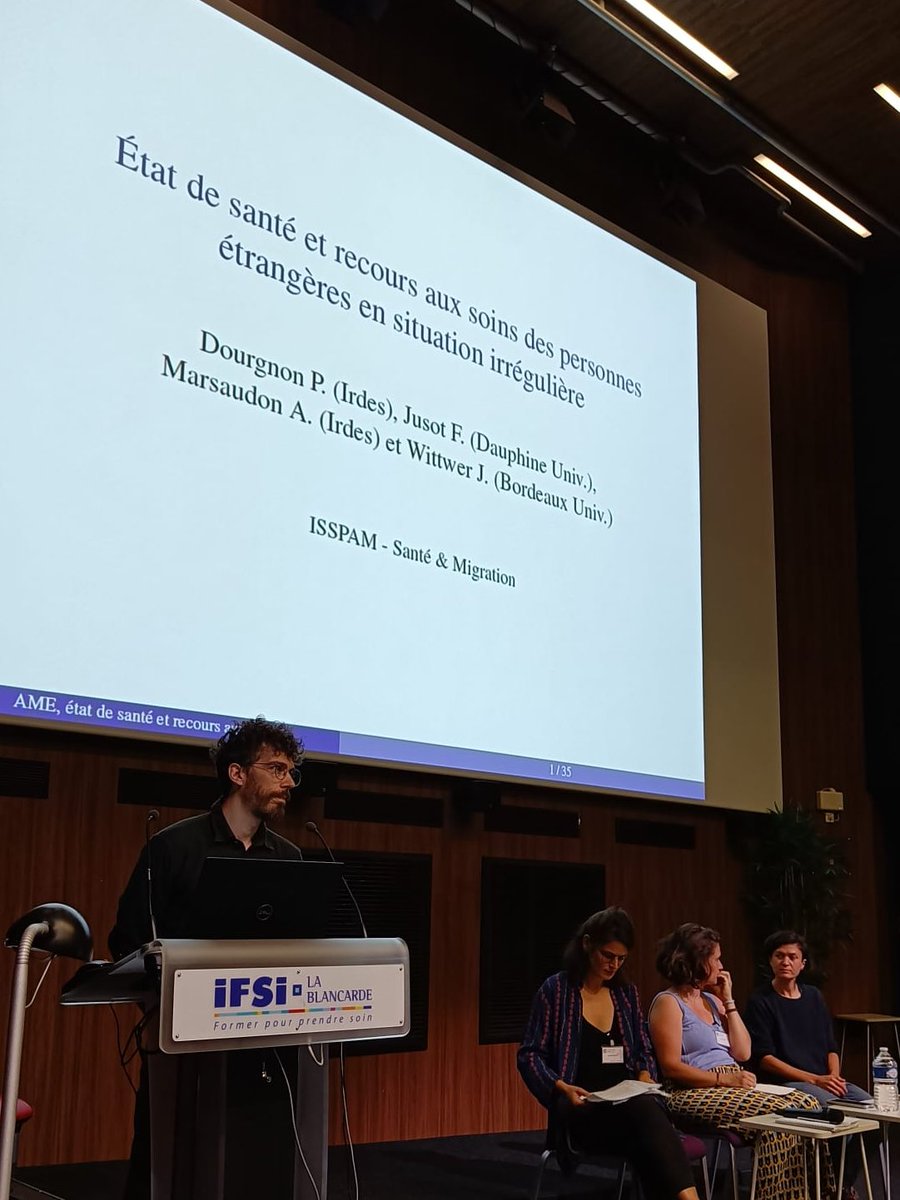 ISSPAM_ie's tweet photo. #JASP | On commence notre JASP #Migrations &amp; #SantéGlobale avec la 1ère session : 
"#Santé et accès aux #droits : recours aux droits chez les étrangers malades" avec M. Annequin (@SESSTIM), C. Durand, S. Larrère &amp; A. Smolski (GISCOP84).

#SantéPublique https://t.co/4gbSmeKgqq