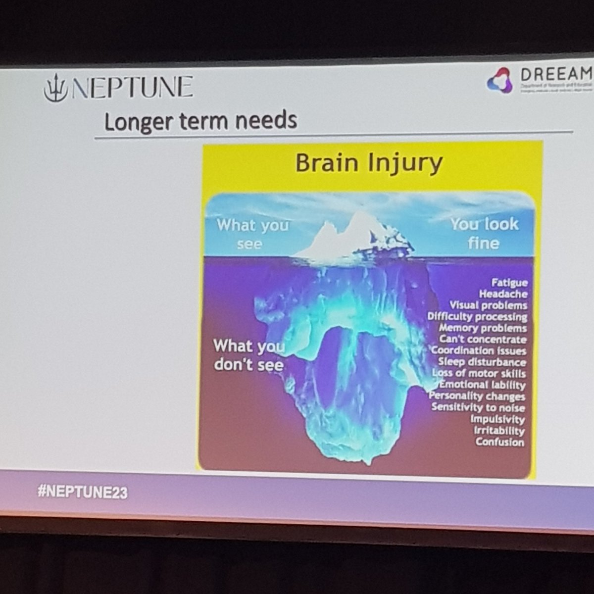 @BRILLTeamNUH teaching us about the impact of brain injury in paediatrics and all the effort it goes in paediatric rehabilitation after #tbi

#neptune23 
#traumaticbraininjury