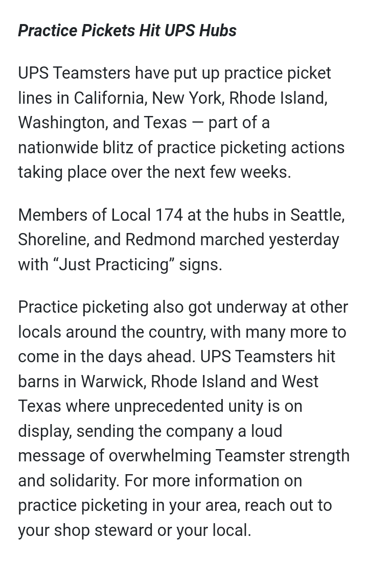 BrJoeBalkis's tweet photo. 6/28/23 #upsNegotiationsUpdate
#2023TeamstersupsContractCampaign #Teamsters #ups
#PracticePickets hit #upsHubs. Are they top down &amp; performative? Will they be shut down or can #TeamstersMembers take them over &amp; escalate to a #strike?
#DEFUNDtwitter
https://t.co/wYK0RUhffU https://t.co/dcoIUuAopK