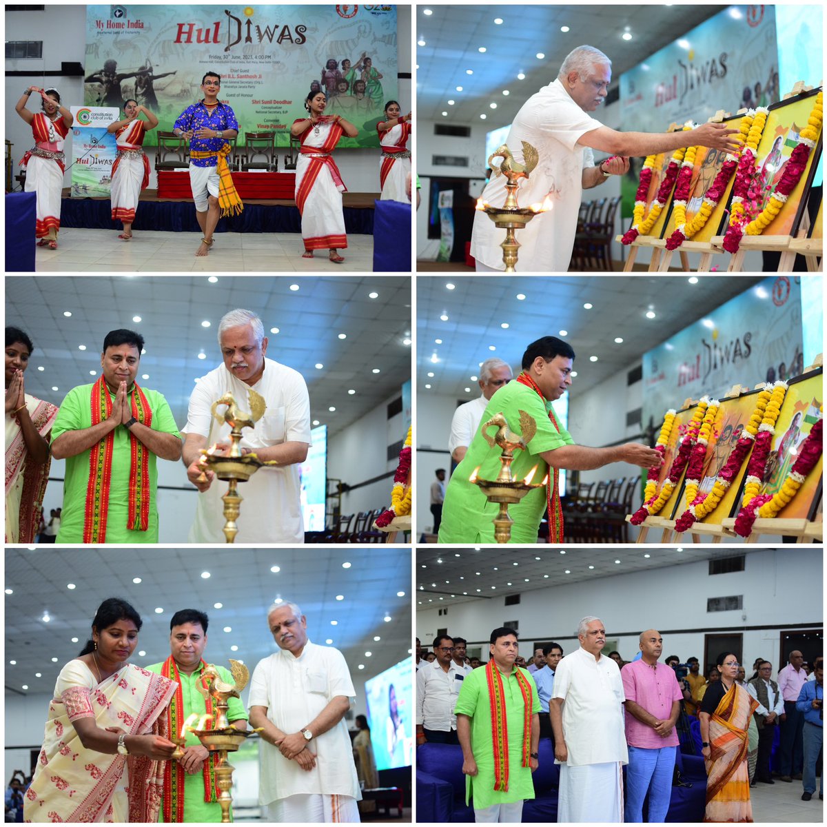 Today’s #HulDiwasWithMHI event by @MyHomeIndia, to commemorate the sacrifices made by #Santhal freedom fighters for India, started with cultural dance, Deep Prajwalan by @BJP4India National GS (Org.) @blsanthosh Ji & Nat. Secretary, Ranchi Mayor @AshaLakra79 Ji & Vande Mataram.
