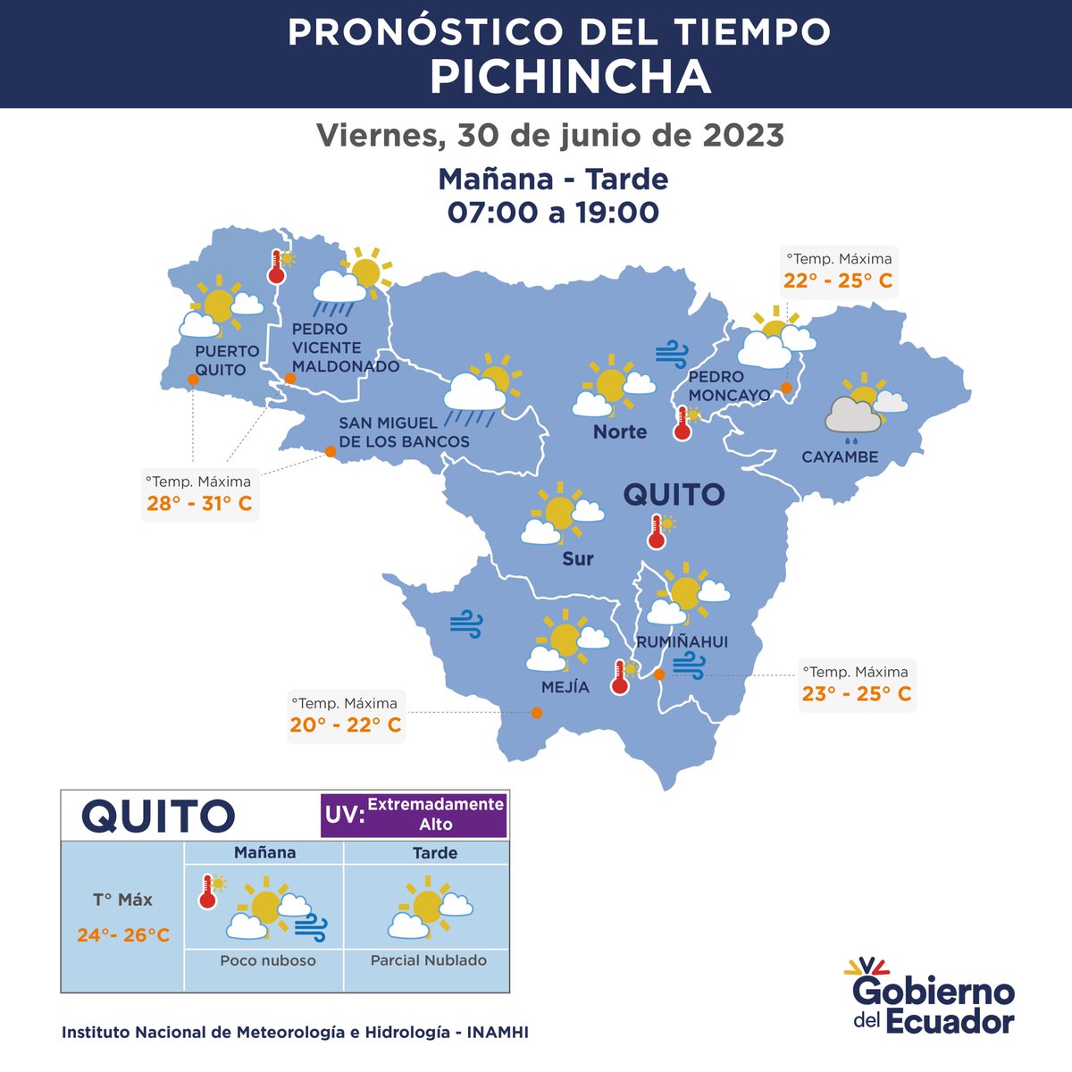 INAMHI Ecuador 🇪🇨 on Twitter "PronósticoPichincha l Viernes 30 de