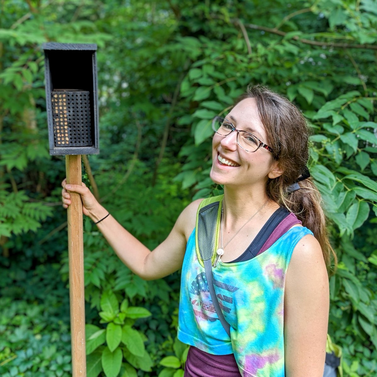 Meet Nico Boutiette, who works with our Earth Center! Nico has just placed a box of native leafcutter bee eggs to hatch with the warm weather. Leafcutter bees are important local pollinators that help plants and flowers reproduce! 🐝💚 #RollingRidgeMA #LeafcutterBees #Pollinators