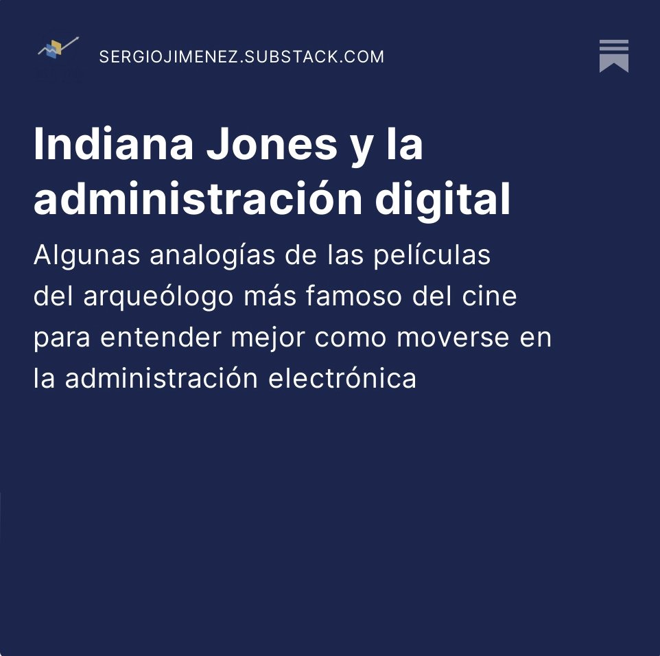 Lo que #indianaJones nos enseña acerca de la administración digital... lo último en el newsletter #CaminandoEnEleGobierno  sergiojimenez.substack.com/p/indiana-jone…