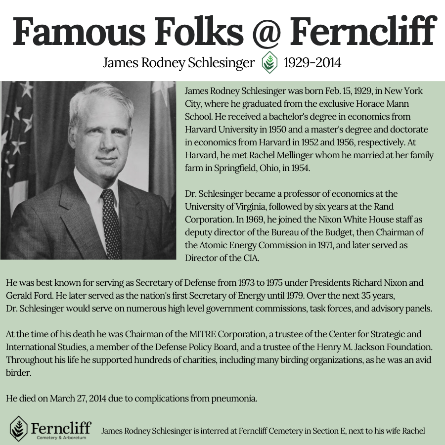 FerncliffOhio's tweet photo. Dr. Schlesinger was best known for serving as Secretary of Defense from 1973 to 1975 under Presidents Richard Nixon and Gerald Ford. He later served as the nation's first Secretary of Energy until 1979. https://t.co/2JsJeXb68a