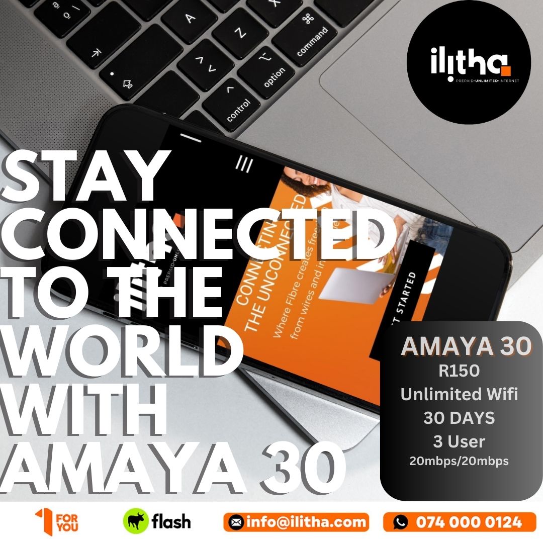 IlithaTelecoms's tweet image. Stay connected to the world with Amaya 30! 🌍 For only R150, you can connect up to 3 users for 30 days of unlimited WIFI 📶 Stay up-to-date with the latest trends and news from around the globe 📰📈 Stay connected with Amaya 30 🌐 #LeaveNoOneBehind  #FastConnectivity  📲