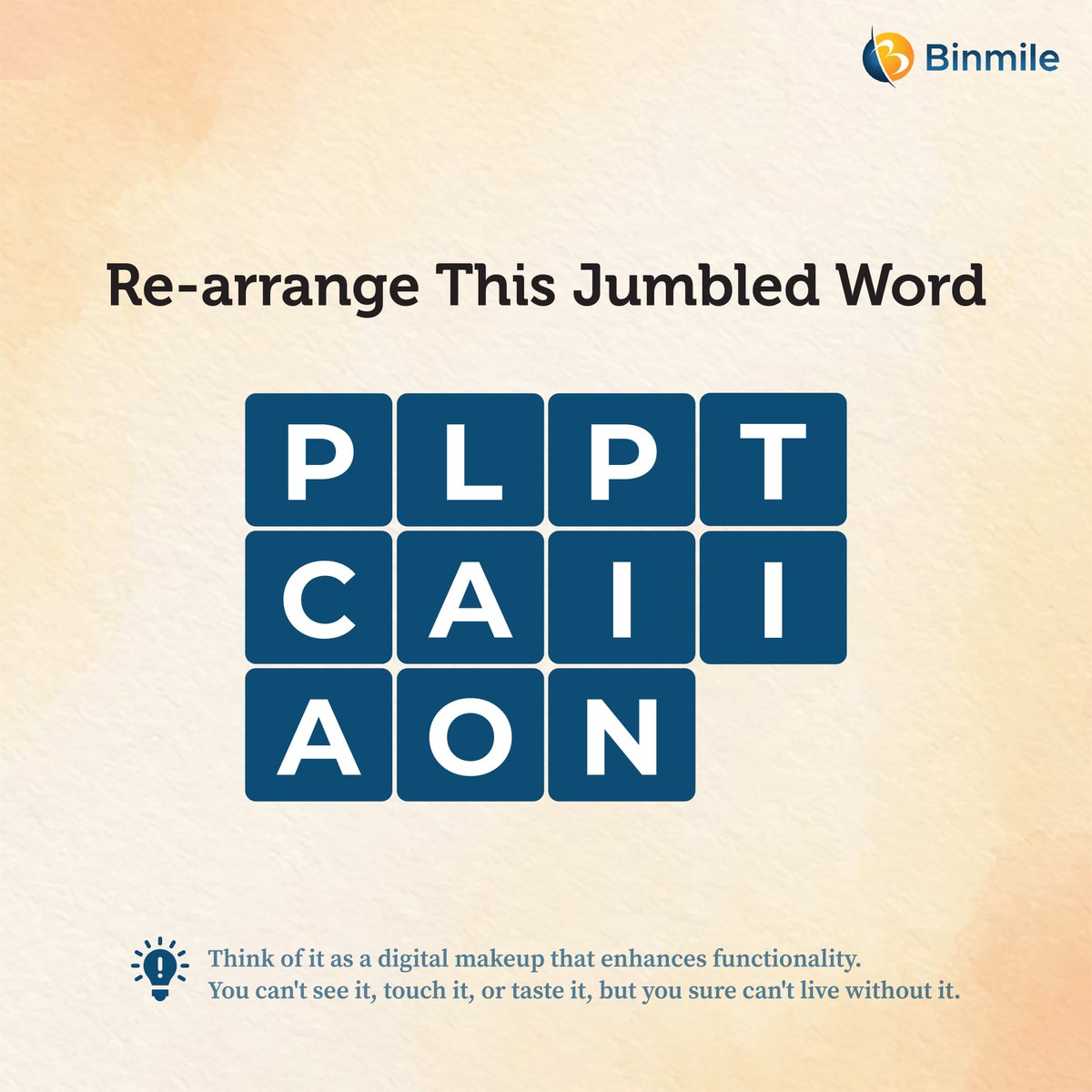 We present to you a jumbled word #puzzle. Untangle the jumbled word piece by piece until its true form is clear. Write your answer in the comment section below.

Put your #knowledge to test!
.
.
#puzzle #DigitalTransformation #TechnologyForAll
