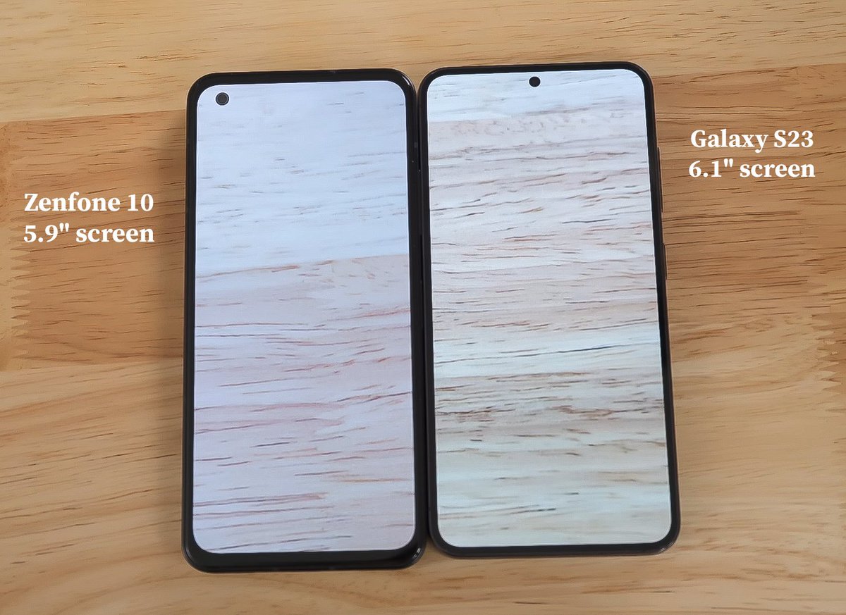 YouTube Reviewers:- Zenfone 10 is very compact! 😱

Meanwhile in reality even after having 5.9' screen Asus Zenfone 10 has taller form factor than Samsung Galaxy S23 with 6.1' screen! 😂