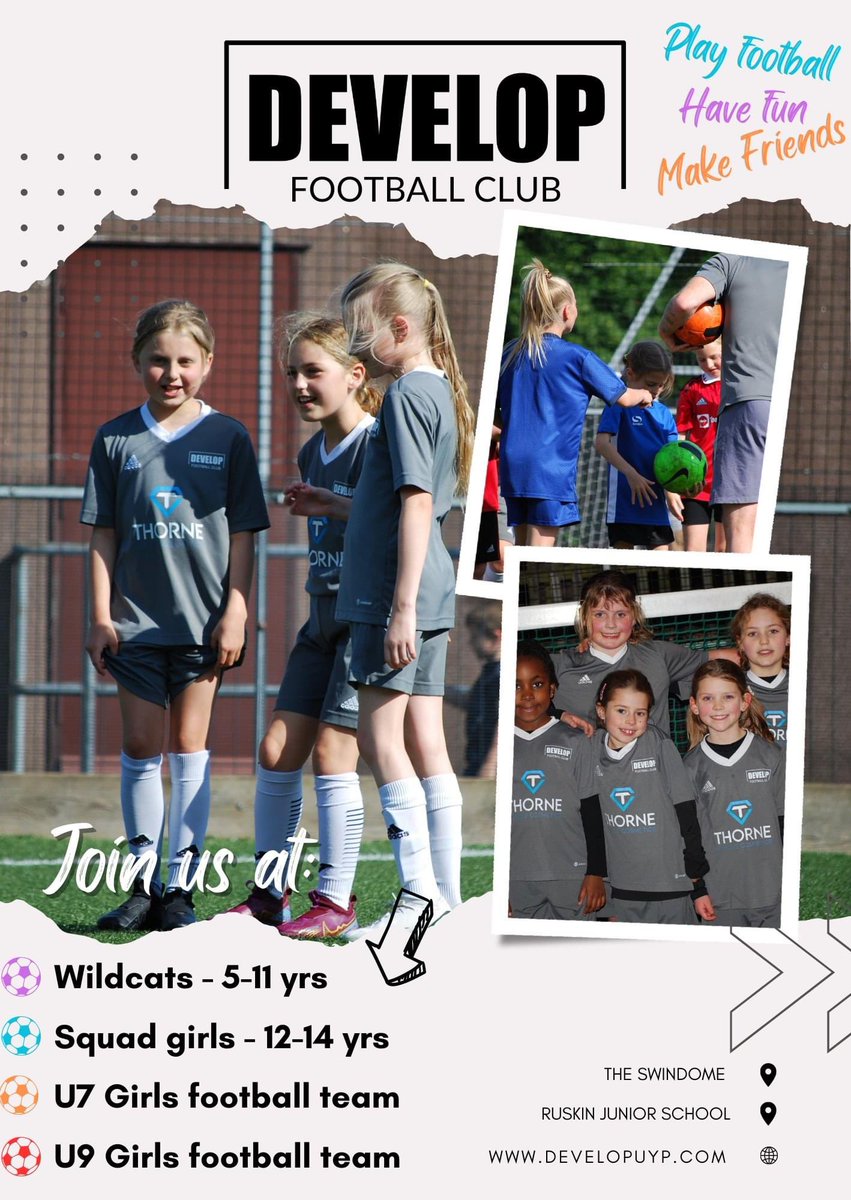 Play football, Have fun, Make friends! Calling all female footballers📣 We have FREE football sessions running every friday for players aged 5-14yrs and of all abilities. We also offer a pathway into our girls football teams for players currently in school years 1- 4 ⚽️✖️☺️