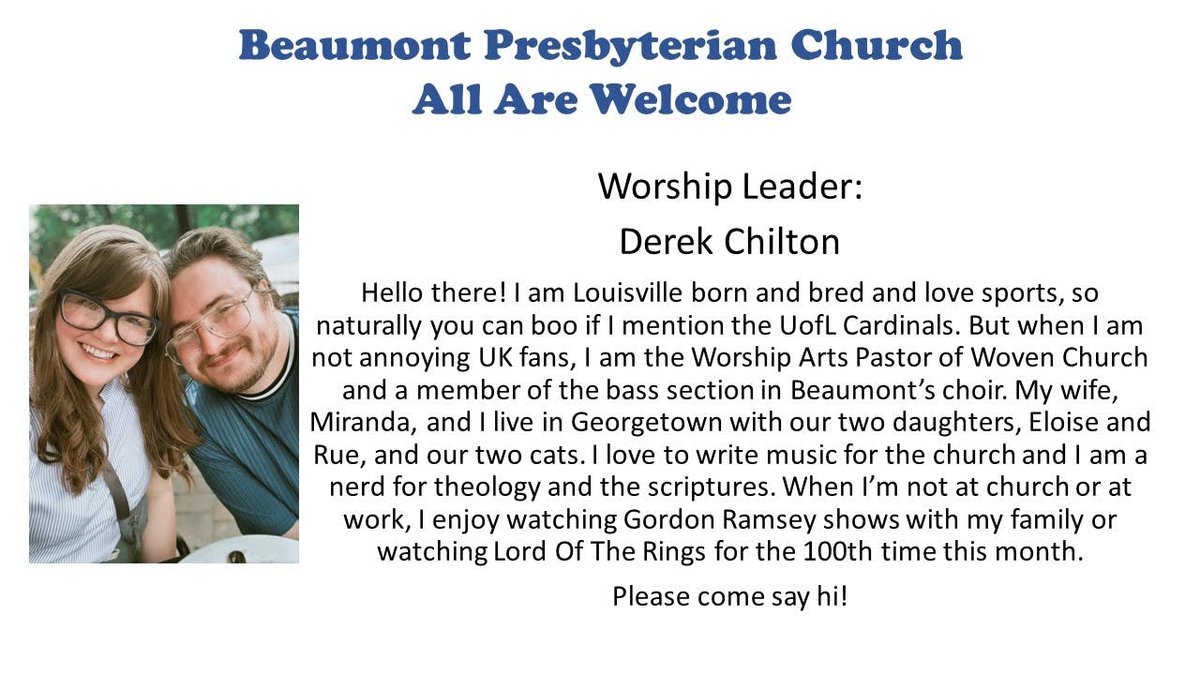 BPCLEX's tweet photo. Join us this Sunday, July 2. Derek Chilton will lead our worship service which starts at 11 am ET. #AllAreWelcome #Presbyterian https://t.co/gSdiCeDdTp