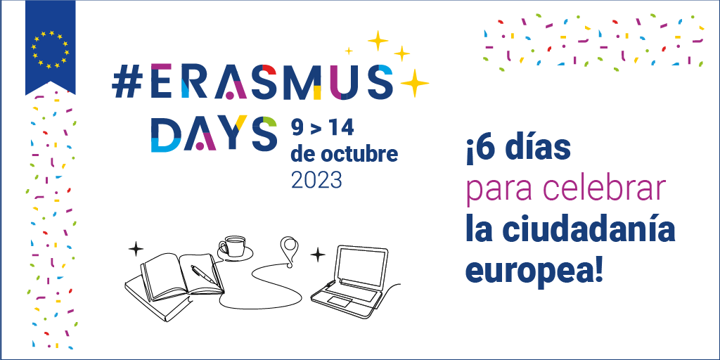 Participa del 9 al 14 de octubre en #ErasmusDays.

#ErasmusDays 2023 está enfocado no solo al Año Europeo de las Competencias, sino también a las prioridades del programa Erasmus+ para 2021-2027.

¡Regístrate! ▶️ erasmusdays.eu