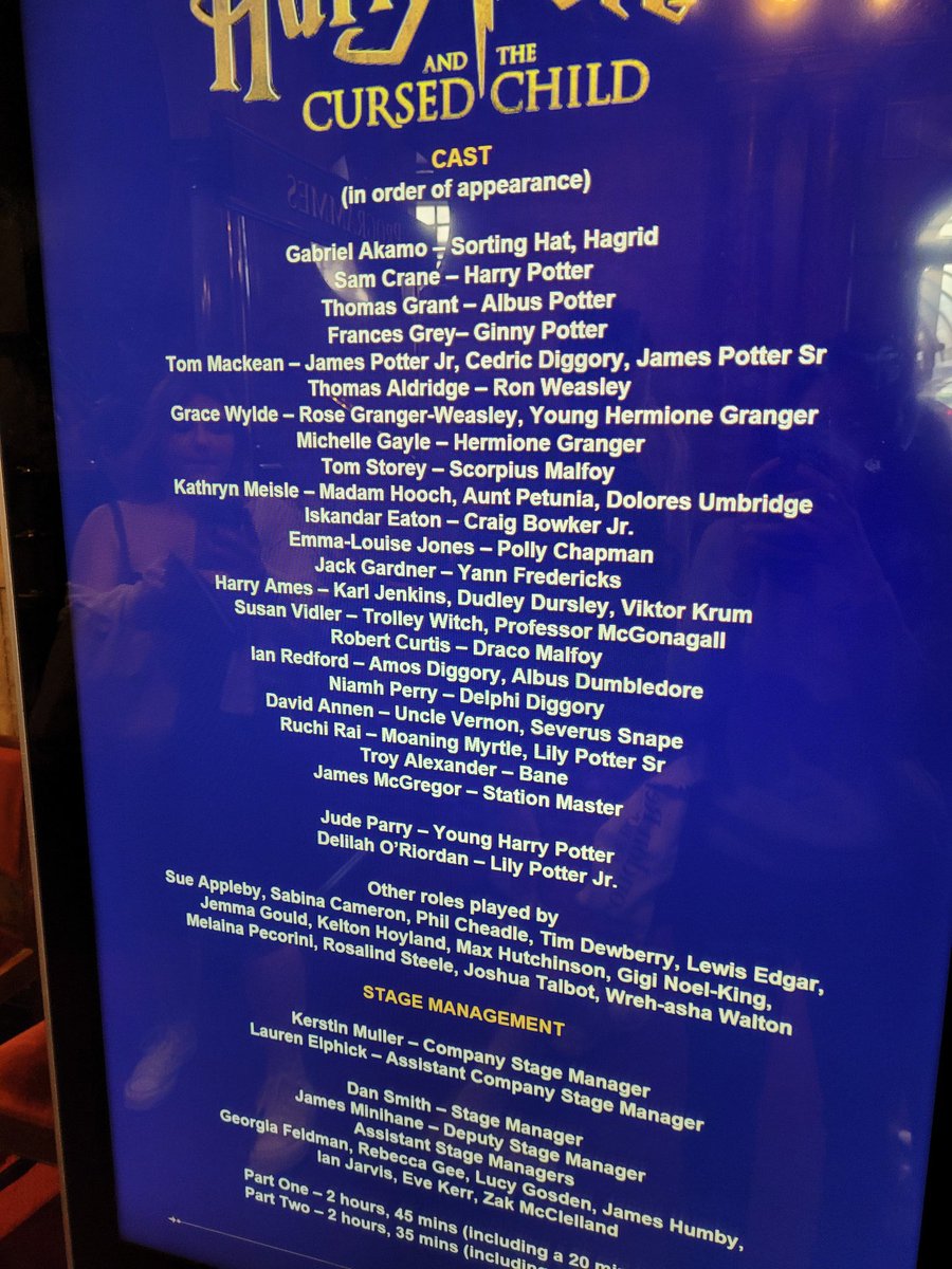 The covers on stage on this fab Friday are <a href="/tomstoreyyyy/">Tom Storey</a> as Scorpius, <a href="/emma_jonesxx/">Em Jones</a> as Polly, @jacklewisg as Yann, <a href="/RobCurtis01/">Robert Curtis</a> as Draco, <a href="/ruch_rai12/">rüchi rai (रुचि)</a> as Myrtle and a real treat; returning to the Palace stage as Station Master, James McGregor! Have a fantastic show everyone! ⚡️