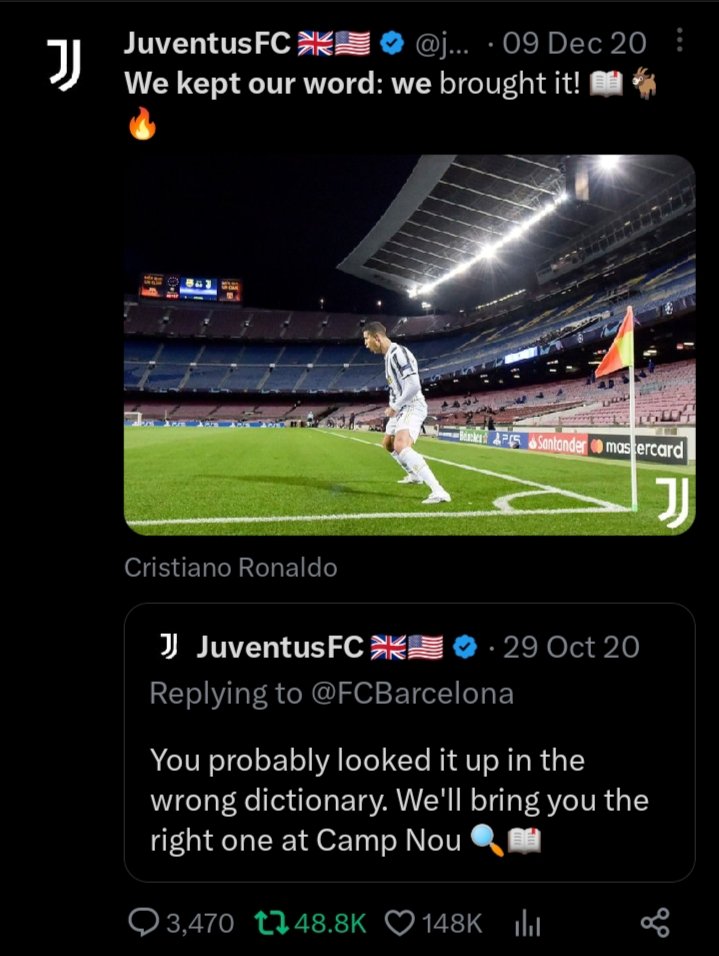 This still remains one of the coldest moment ever, Juventus and Ronaldo owned barcelona so bad😭😭