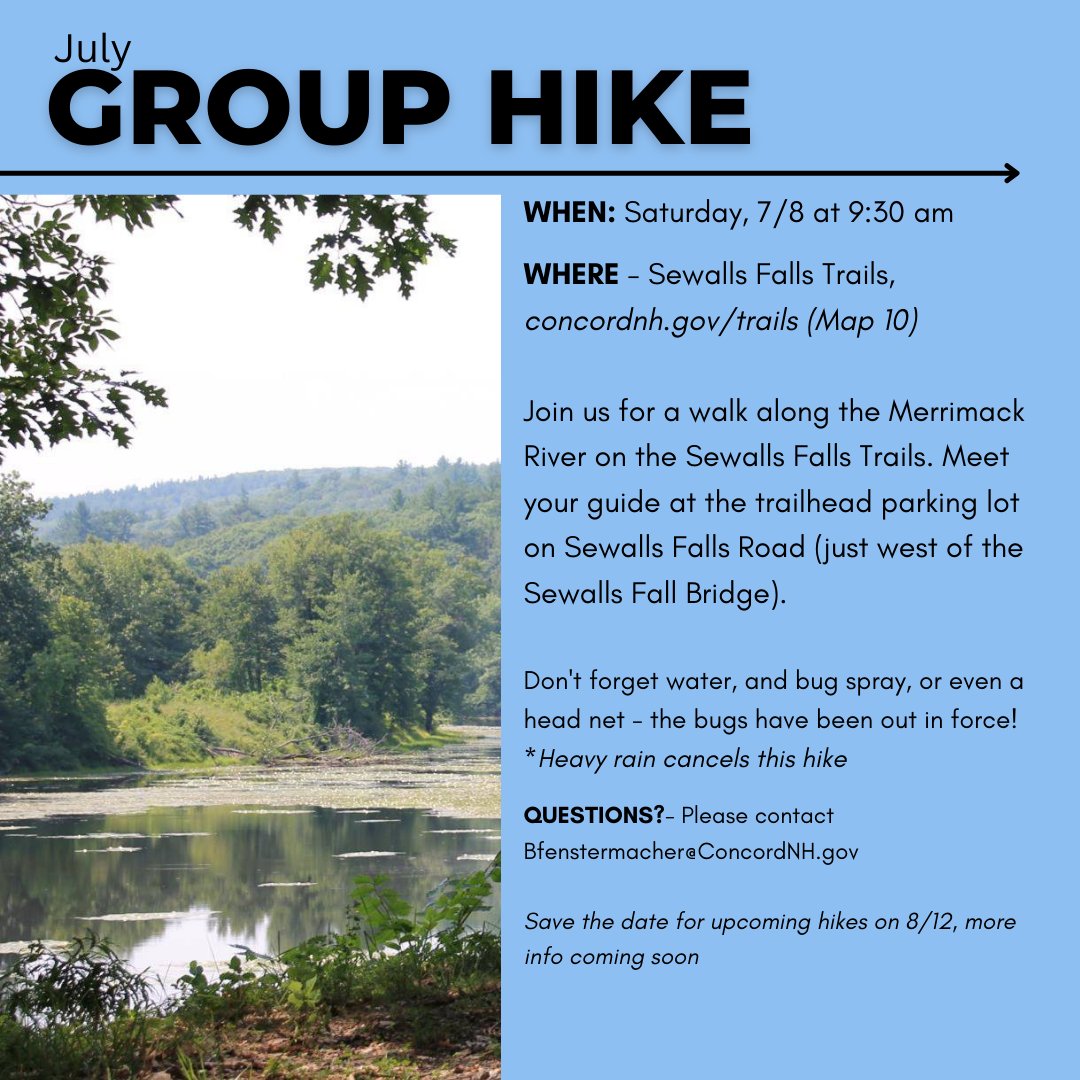 City of Concord, NH on Twitter "JULY GROUP HIKE Join us for a walk