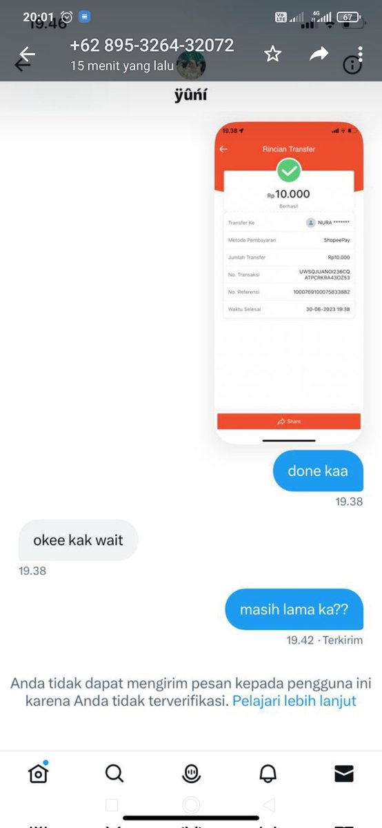 caelstaa's tweet photo. oke jadi kronologinya, si mbak ini dia convert ke aku dari spay Prem ke dana. okelah langsung aku proses karena di ht tadi lagi banyak yg cari jasa cv. selang beberapa waktu setelah aku selesai proses ada nomor yg ngga dikenal chat wa pribadi aku yg kebetulan itu nomor e-wallet https://t.co/S3BTxBhmCV