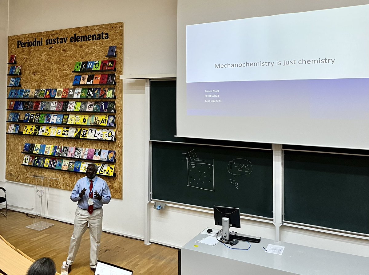 As always, a truly inspiring talk by <a href="/mechanochemist/">James Mack</a>  at #SCIRES2023
I think we were all left convinced that mechanochemistry IS just chemistry; we just have to change the culture to reflect this 😉
<a href="/Mechanochem/">Mechanochemistry</a> <a href="/SCIRES9/">SCIRES</a>