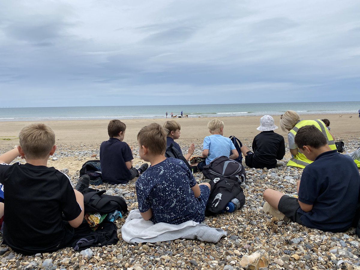 Lunch time for year 3 at West Runton beach.