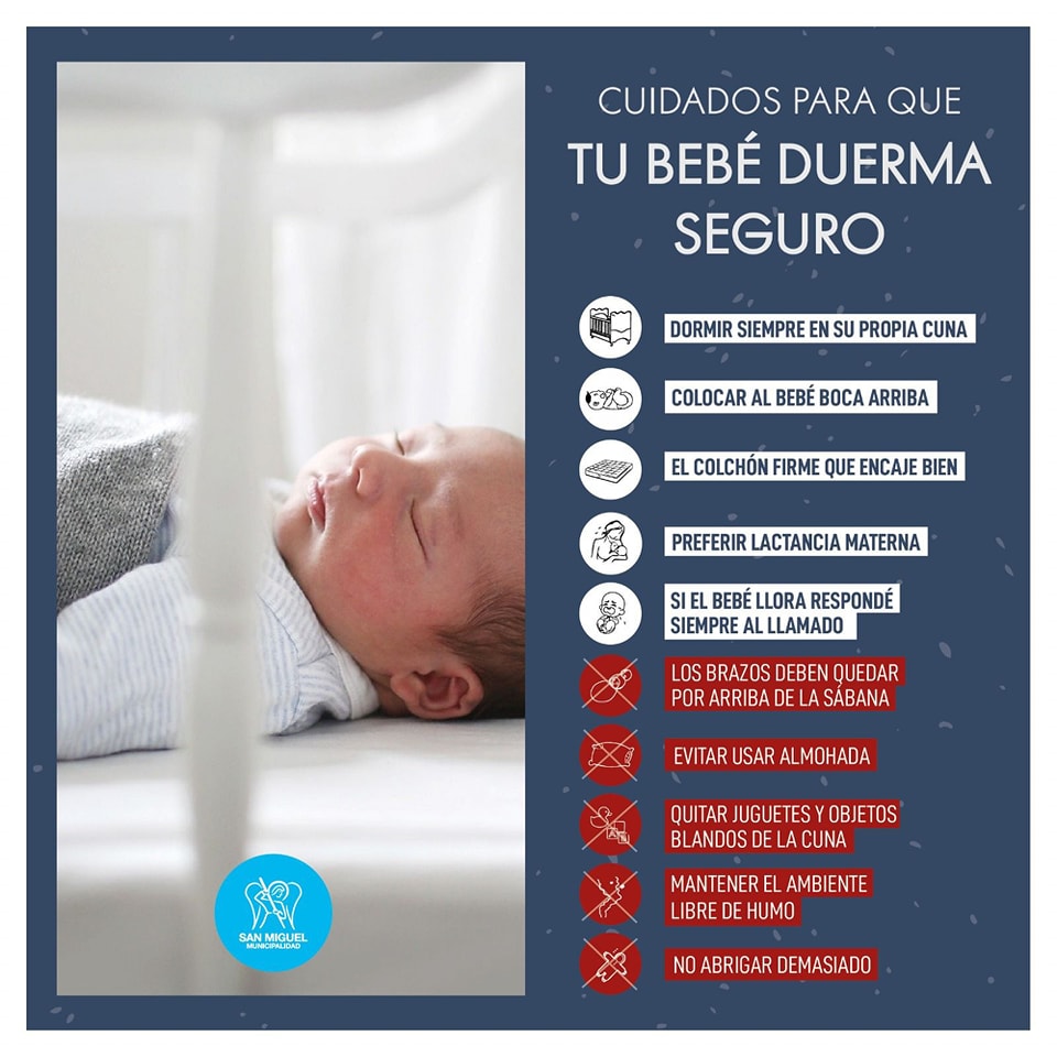 MuniSanMiguelOK's tweet photo. CUIDADOS PARA QUE TU BEBÉ DUERMA SEGURO 👶💤
Es muy importante que sigas estos consejos para evitar riesgos 👇
#Salud #PrimeraInfancia #SanMiguel https://t.co/OKXssXYNjJ
