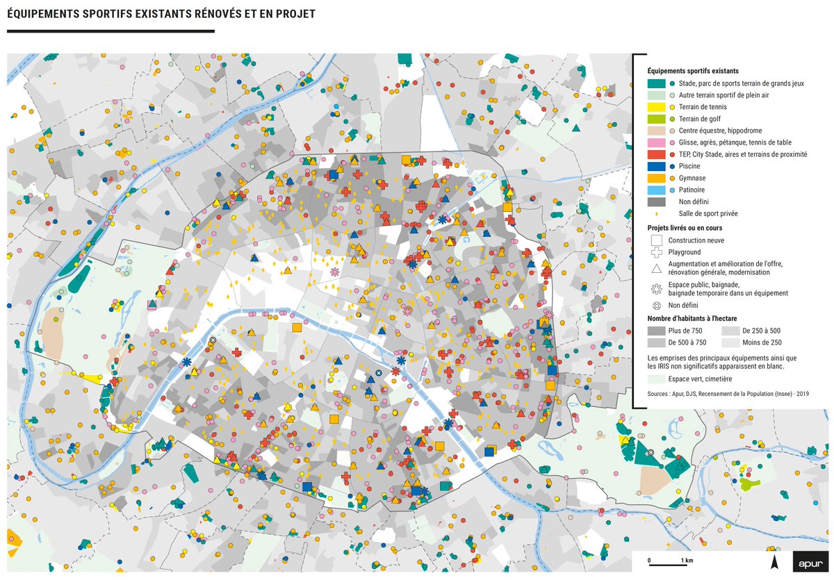 __Apur__'s tweet photo. 🗺️[#Cartographie]
Depuis 2020, 175 projets de création et de rénovation d’équipements sportifs ont été initiés dont 91 sont déjà livrés.
La carte des équipements sportifs à découvrir ici : 
👉https://t.co/BdIItVVgJw
#Apur #équipement #sport #Paris #Paris2024 https://t.co/Jai3ecHDbR