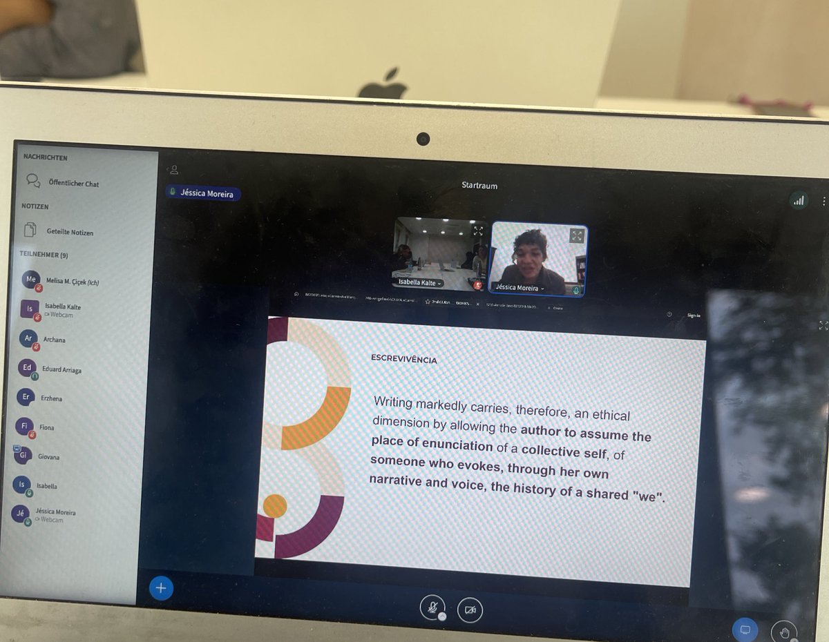 #phdprogress Im Rahmen der Weaving Knowledge Series haben wir uns diese Woche zweimal mit Jéssica Moreira, einer brasilianischen Journalistin, getroffen, um über ‚Positionality and Writing‘ zu sprechen. Fühle mich sehr inspiriert.