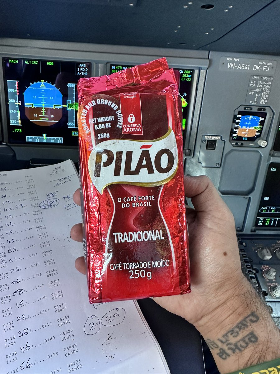 I_Aneesh's tweet photo. F/O : Wpuld you like some Brazilian coffee?
Me: Pilao 😬
#coffee #avgeeks #mustneeded #okbye https://t.co/M3JXDgGrqR