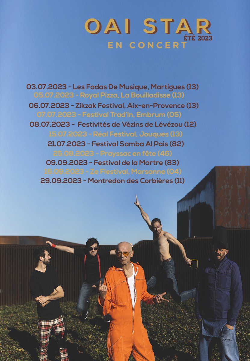 Prépare-toi ! 🤘🏼
Le Oai Star n'a pas fini de faire bouléguer : notre tournée d'été est plus bouillante que jamais, remplie de pogos et de guitares saturées 🔥
On espère qu'on va te faire suer ! 🥵
Qui sera là ?

#tournée #zuluoscarbravoindia #été #rocknroll #pogo