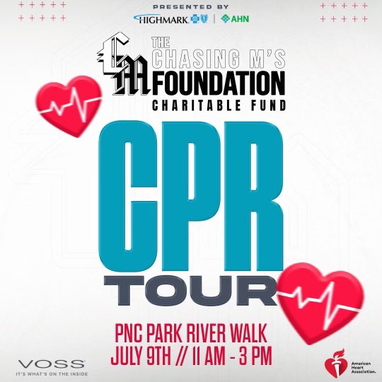 Come join my foundation and the <a href="/American_Heart/">American Heart Association</a> on our journey of creating a Nation of Life Savers July 9th @ Pnc Park

The first 1500 people to register will be taught hands only CPR. The ChasingMs Foundation will also be handing out 100 AEDS to youth sports leagues.

Link Below