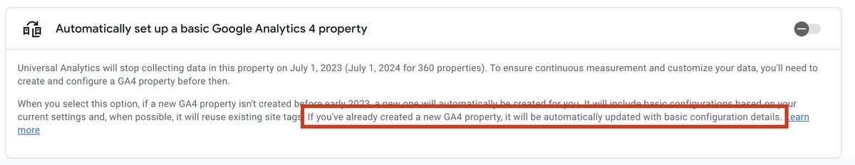 dris_dev's tweet photo. 🇭🇺 #GA4 felhasználók

Ha van már beállított GA4 fiókod, ezt mindenképpen kapcsold ki! (UA GA / Admin / GA4 beáll.)

🇬🇧 #GA4 users

If U have already did GA4 connect then you should to turn off this option! (UA GA / Admin / GA4 Setup Assistant) https://t.co/8LNALHOaly