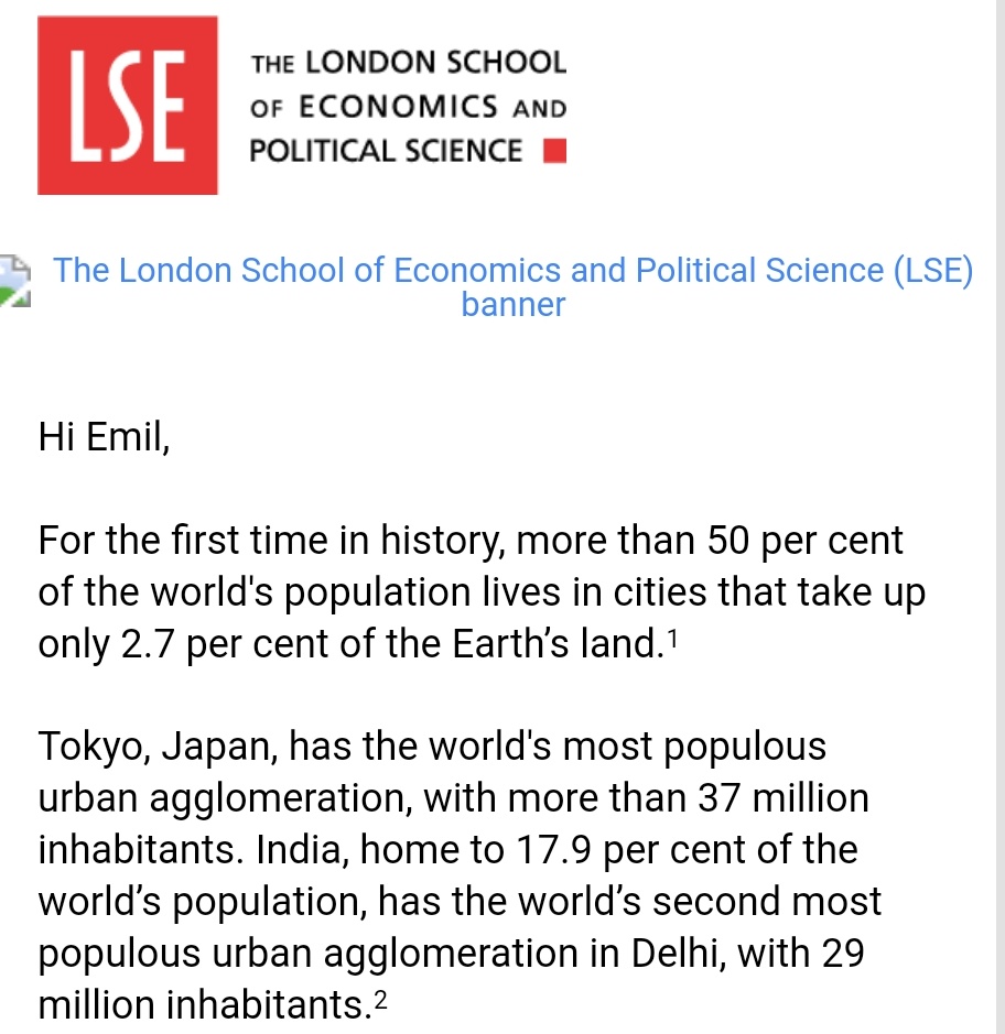 EmilDardak's tweet photo. Email dari LSE -- separuh penduduk bumi menghuni kawasan perkotaan yang luasnya hanya 2,7% dari luas seluruh daratan yang ada di bumi https://t.co/BdQFuV536s