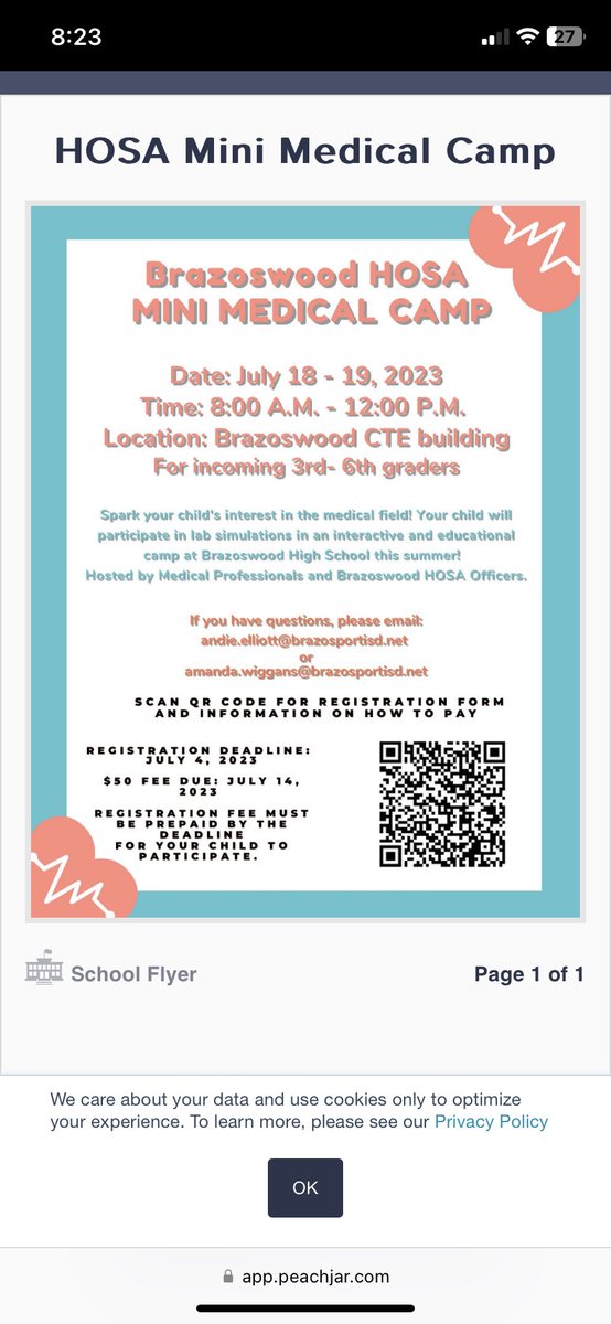 Our heath science teachers and students are putting on this amazing opportunity for kids interested in health science @BWOOD_HOSA @BwoodBucs
