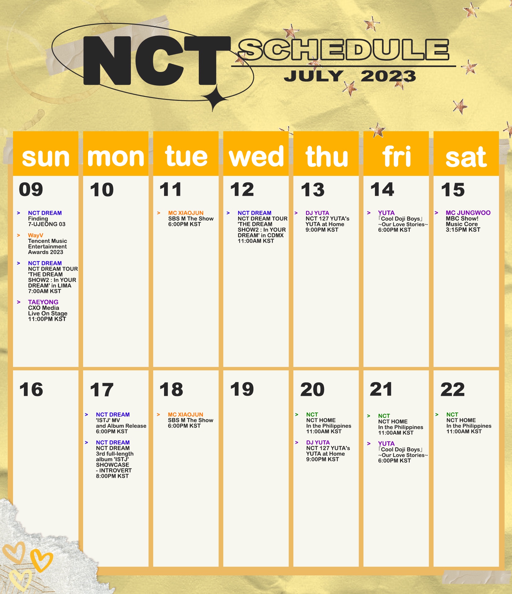 SM_NCT on Twitter "[!!!] NCT SCHEDULE July 14, 2023 🗓️ 📷 NCTDREAM
