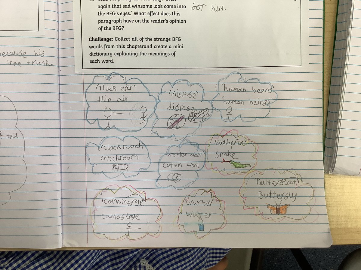 3PD_LPS's tweet photo. In Text Talk, we’re studying the BFG. We’ve made our very own BFG dictionaries today! https://t.co/owhUN6aRtD