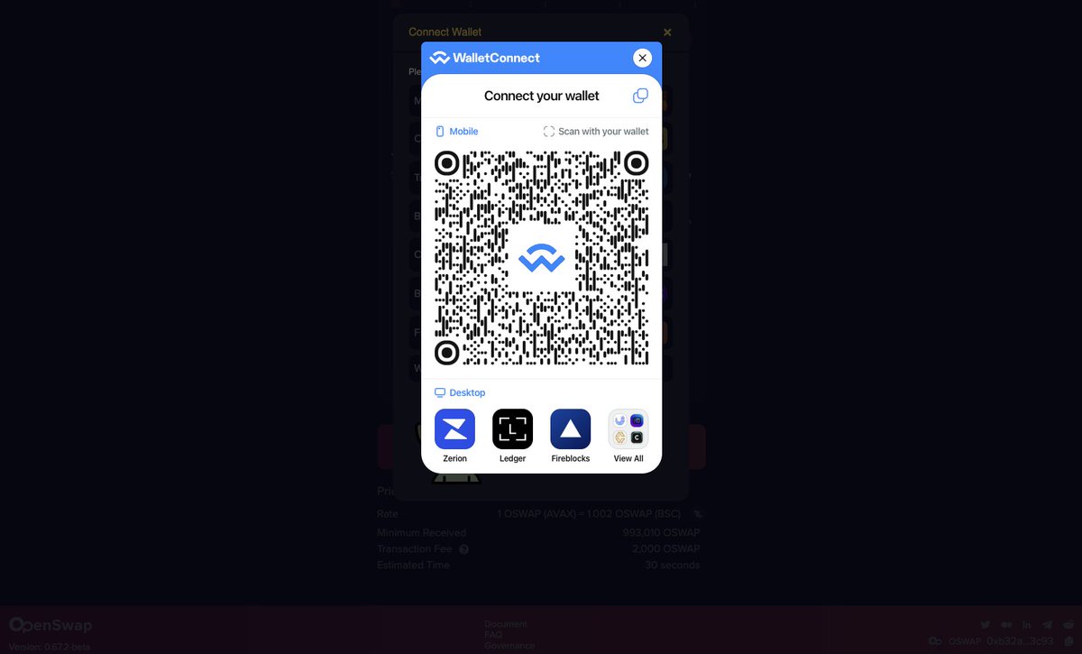 📢Calling all @WalletConnect fans! 💙Wallet Connect v2.0 integration is complete and is now live on openswap.xyz Congrats to the WC team on this milestone and improving the UX for all multi-chain users! 🧌Happy swapping and bridging! 🌉🧌