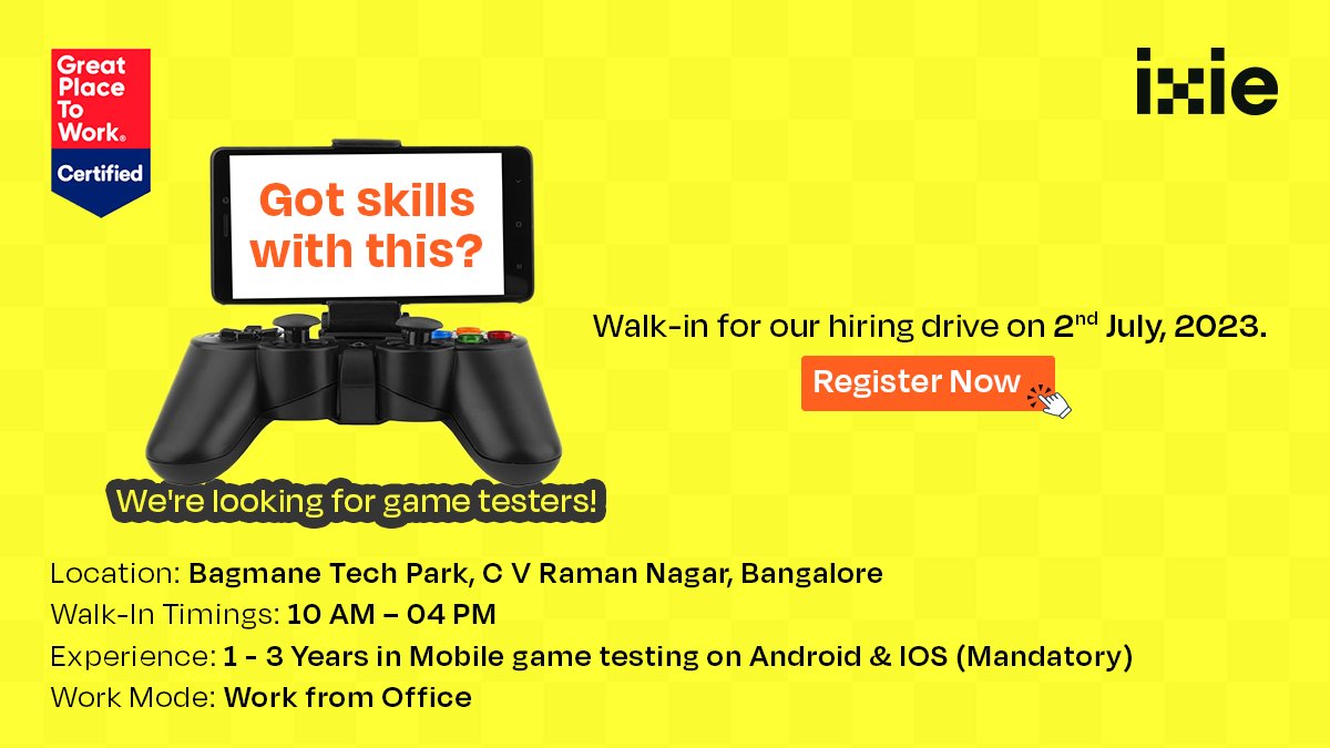 #Walkin #gametesters #bangalorejob