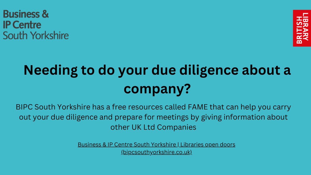 BIPCSouthYorkshire (@bipcsouthyorks) on Twitter photo When you prepare for meetings do you need to check out the authenticity of another Company?. Come into any of th emain libraries in South Yorkshire and use FAME @SheffLibraries <a href="/RothLibraries/">Rotherham Libraries</a> <a href="/DoncasterLib/">Doncaster Libraries</a> <a href="/BarnsleyLibs/">Barnsley Libraries</a> When you prepare for meetings do you need to check out the authenticity of another Company?. Come into any of th emain libraries in South Yorkshire and use FAME @SheffLibraries <a href="/RothLibraries/">Rotherham Libraries</a> <a href="/DoncasterLib/">Doncaster Libraries</a> <a href="/BarnsleyLibs/">Barnsley Libraries</a>