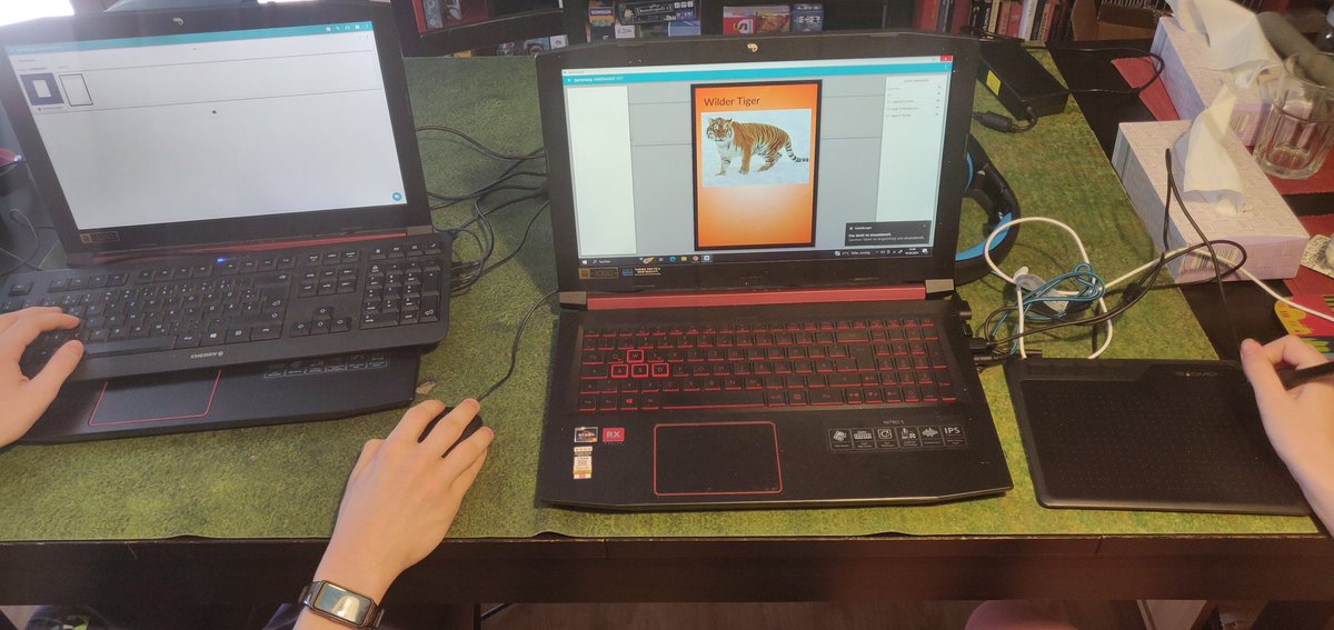 Yellowgeekbear's tweet photo. Ich hab den Kindern (♂️14 &♀️12) den #CardCreator, den es gerade auf Steam im Angebot für unter 7€ gibt geschenkt!
Und sie können beide den jetzt schon besser bedienen als ich..🙈
♀️12 holte sich gerade ihr Grafik-Tablet: "Gibt ja kein Icon, das so ist wie ich will! 😤"
😍😍😍 https://t.co/vSDWnWf63z
