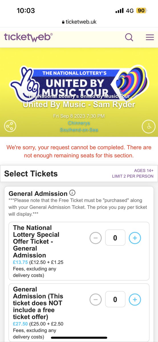 SpringfordSays's tweet photo. Sold out in 3 mins?? 😔 @SamRyderMusic https://t.co/H6kvKGHEF7