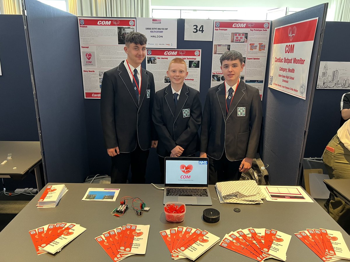 TechNDHS's tweet image. We’ve arrived at @teentechevent and the boys are ready to present their product ‘COM’ to the world.