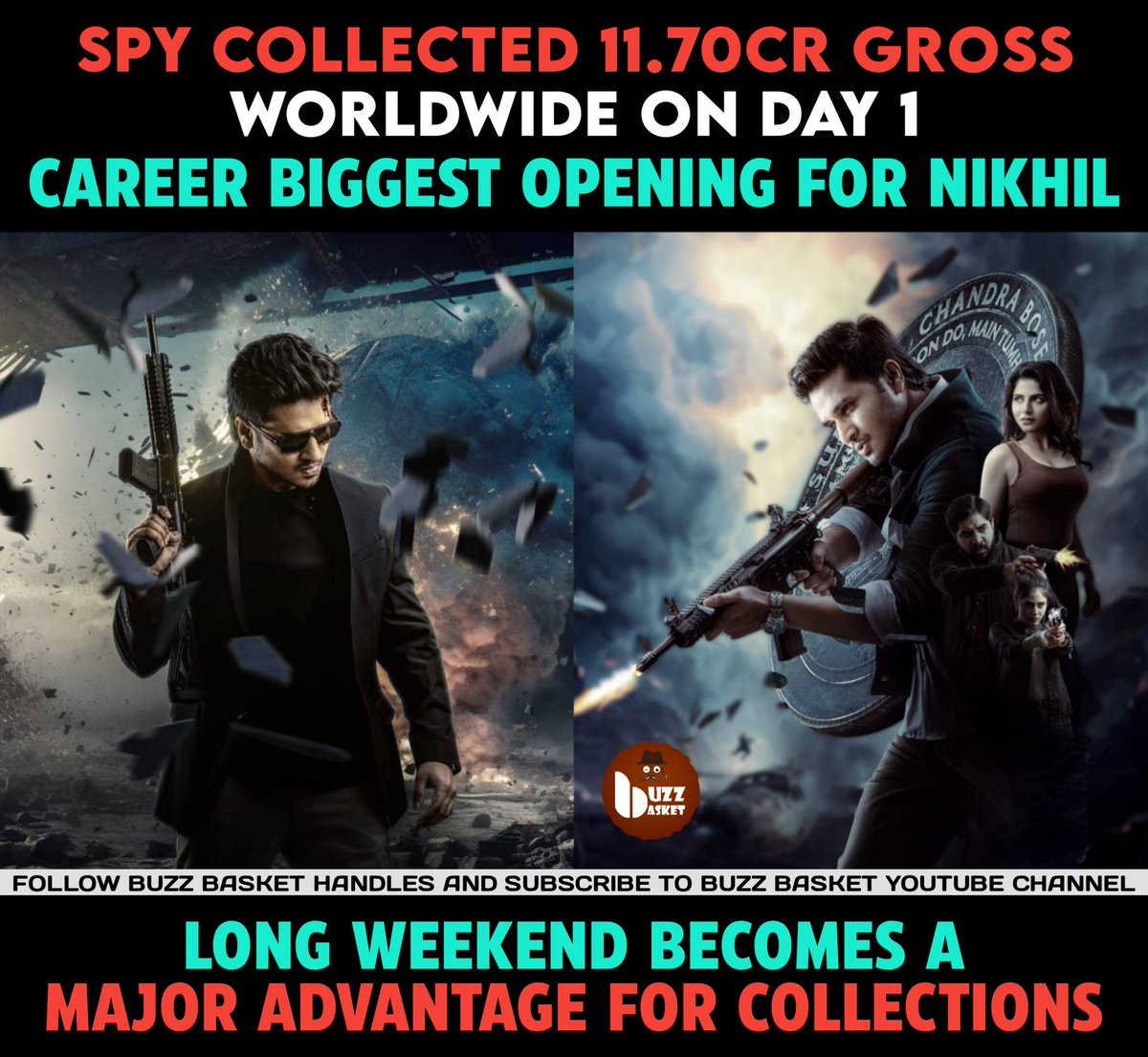 theBuzZBasket's tweet photo. #SPY collected 11.7cr gross worldwide on day1.
#Nikhil #NikhilSiddhartha #IswaryaMenon #SPYMovie #SPYCollections
@actor_Nikhil @Ishmenon @Garrybh88 @tej_uppalapati @anerudhp #Edentertainments #KRajashekarreddy @JungleeMusicSTH https://t.co/JPQBh5HqaF