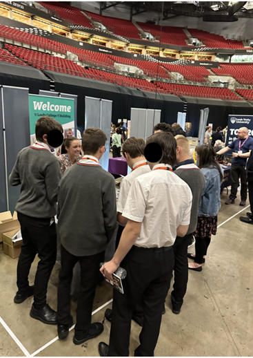 gorse_ruth's tweet photo. Yesterday 20 of our Y10 students attended the SEND: Next Choices event at The First Direct Arena. Great to see our students interacting with all stall holders, receiving lots of information to help with their decisions around future employment, study or training #Careers #SEND23 https://t.co/Gtti6oRPjw