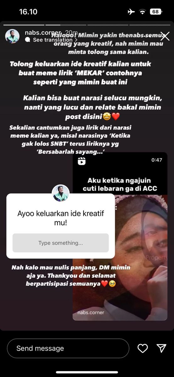 potatoquuu's tweet photo. guys ini mimin nya minta tolong, minta dibuatin narasi yg relate. Cuss meluncur katanya bakal di posting yang lucu dan relate

#nabilataqiyyah #NabilaAtSiletAwards2023 https://t.co/EMgX5HWBPp