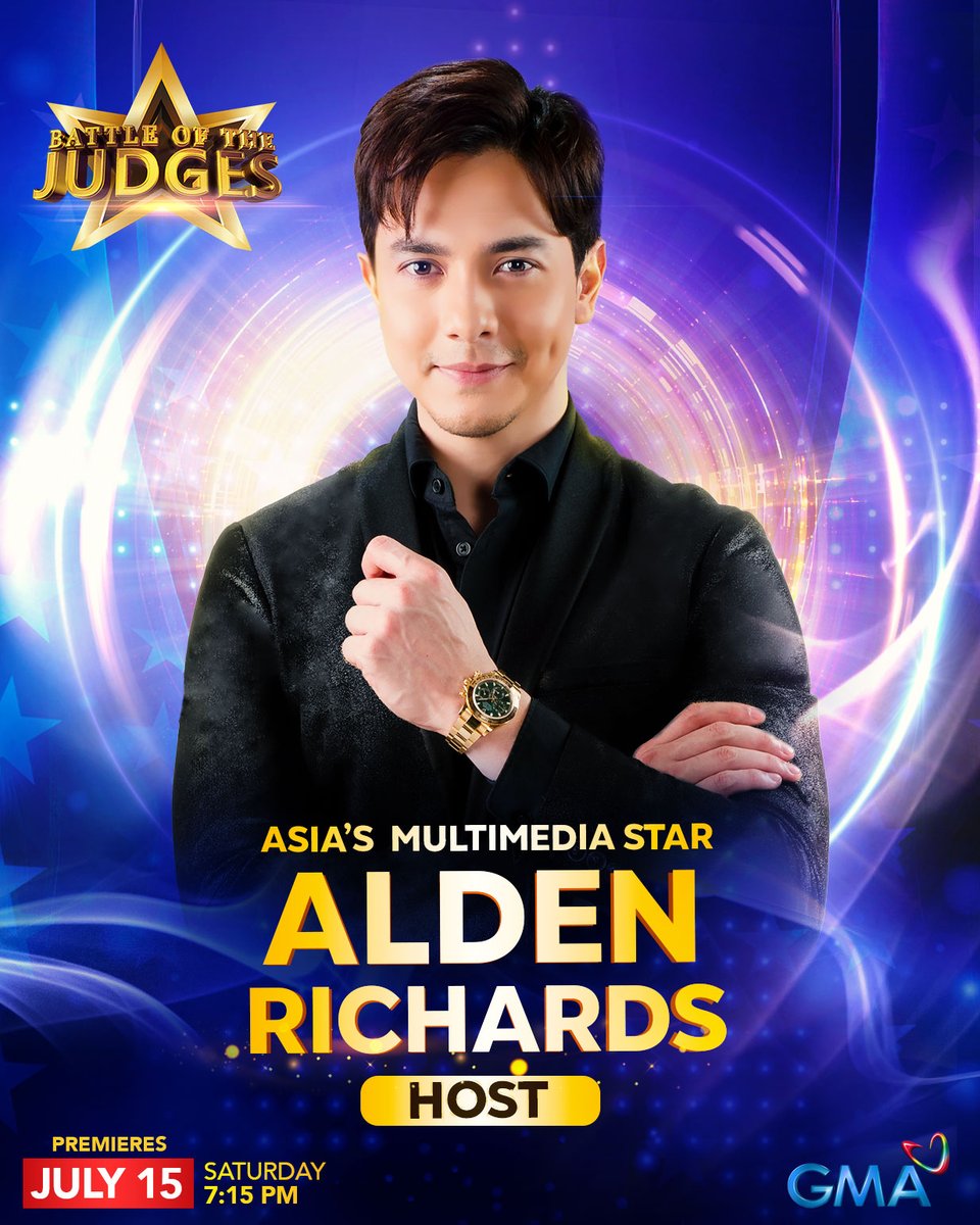 botjph's tweet photo. Siya ang sasama sa inyo mamangha’t mabighani sa naglalakasang husay ng sambayanang Pilipino! ⭐🇵🇭

Abangan ang host na si Alden Richards sa 'Battle of the Judges PH' ngayong July 15.

#BattleOfTheJudgesPH
#BOTJPH https://t.co/LkCmRZLIDn