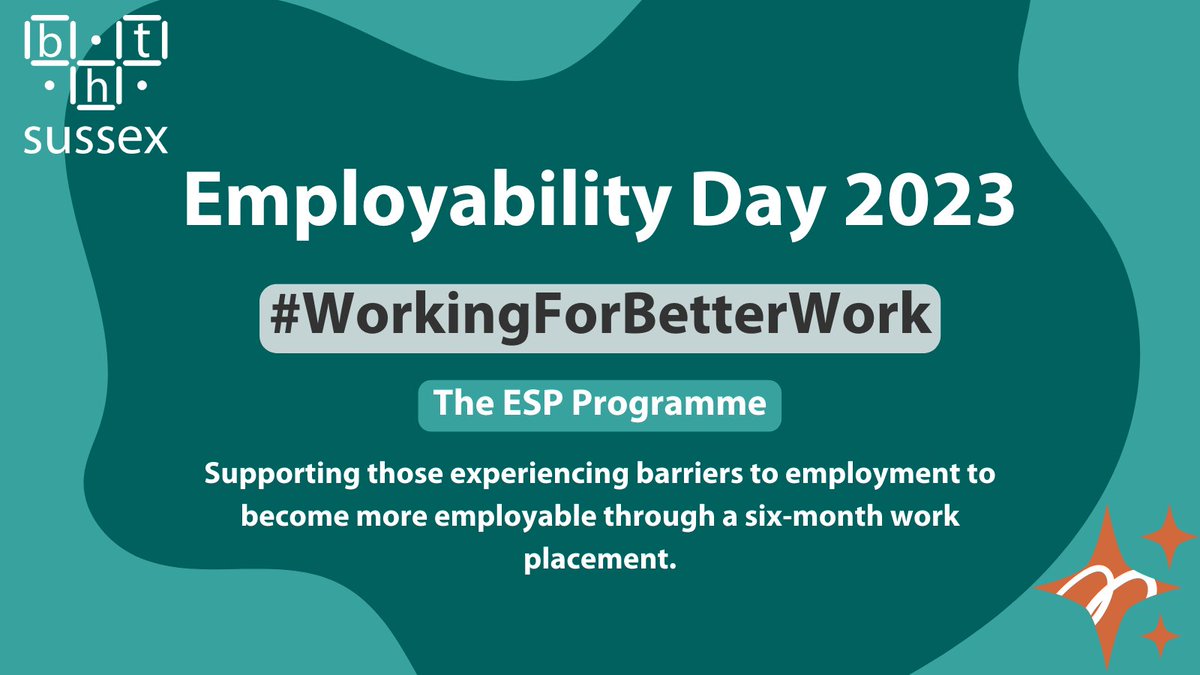 Bht_espp's tweet image. The @BHT_Sussex ESP Programme is celebrating Employability Day 2023!!! This year&apos;s theme is #WorkingForBetterWork.

@ersa_news
#Empday23
#UKSPF