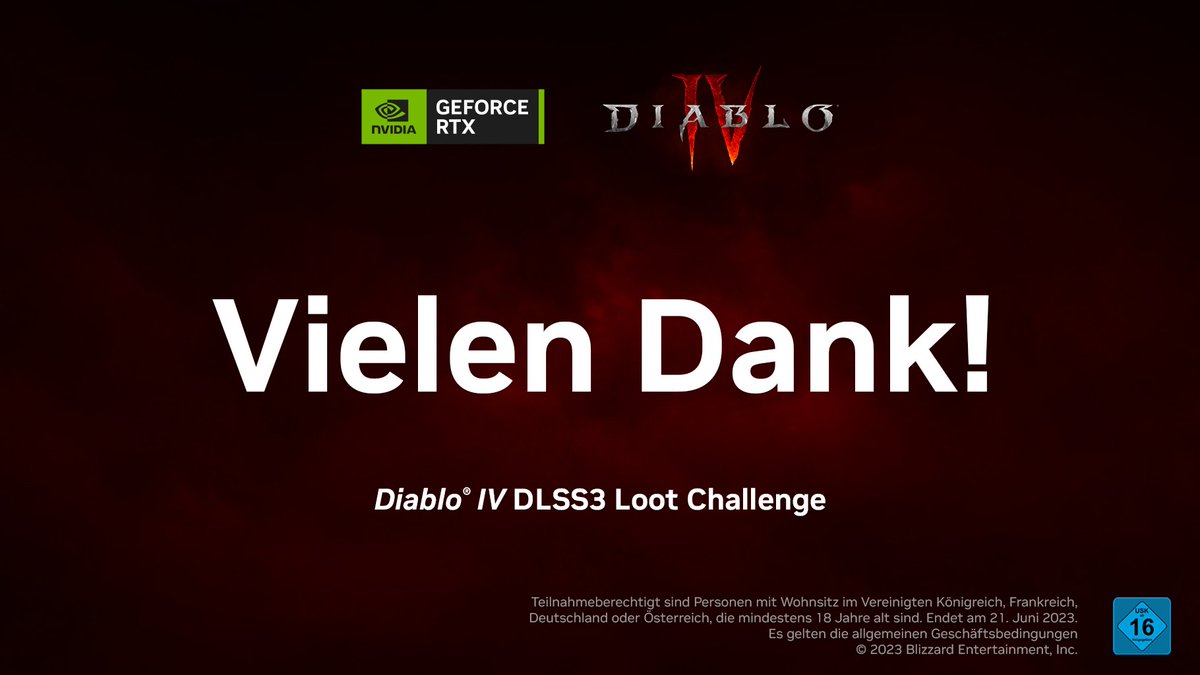 NVIDIAGeForceDE's tweet photo. 📢#DiabloIVDLSS3 Loot Challenge Gewinner 📢
Die Gewinner stehen fest - Herzlichen Glückwunsch an:
TW: @dedin3t; @21_mirrors; @TheOldCorie; @pjusko93; @TheDathedr; @astro18x; @MoepMoepMuh
IG: dreikilohack
FB: Sven W.
Vielen Dank an alle Teilnehmer!
@msigaming_de - @Diablo_DE https://t.co/attQjy64hN