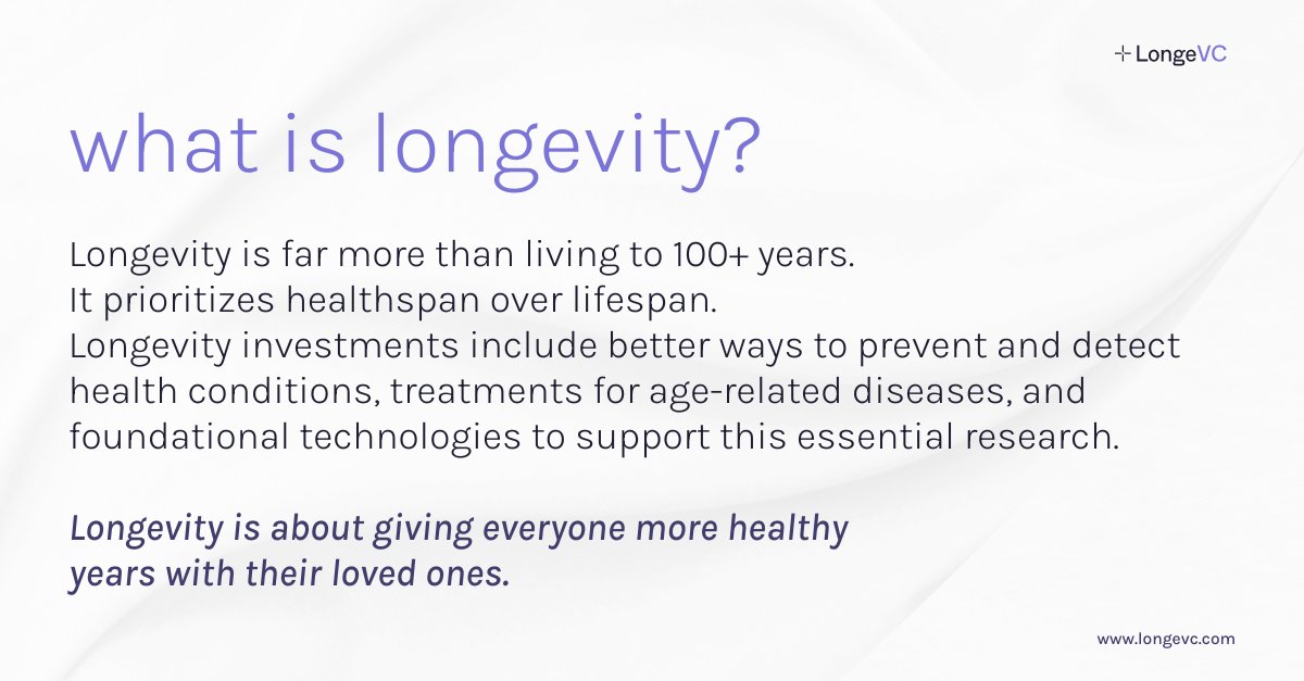 Is living longer really possible?
The answer is a resounding yes, but healthspan is at the heart of the field. #Longevity is a groundbreaking field encompassing #diagnostics, #prevention, #infrastructure &amp; more.
Learn more about our mission to defy aging and embrace longevity ⬇️